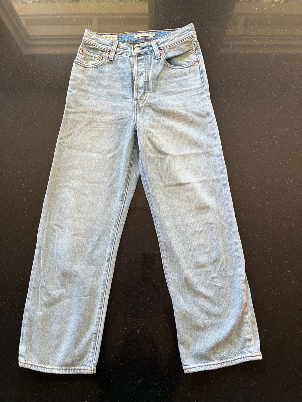 Levi's Ribcage Straight Ankle Premium Button Fly Jeans Light Blue Size 26